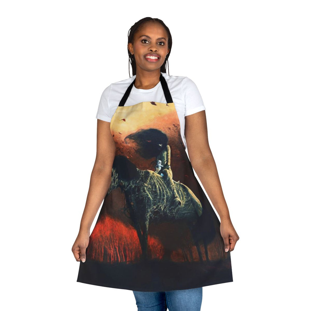 Surreal painting of a horse rider by Polish artist Zdzisław Beksiński printed on an apron