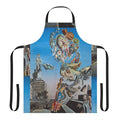 Surreal landscape apron featuring a melting clock in a desert scene, inspired by the artwork of Salvador Dali.