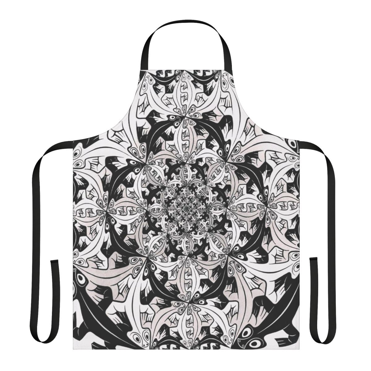 Colorful abstract geometric apron with surreal M.C. Escher-inspired design