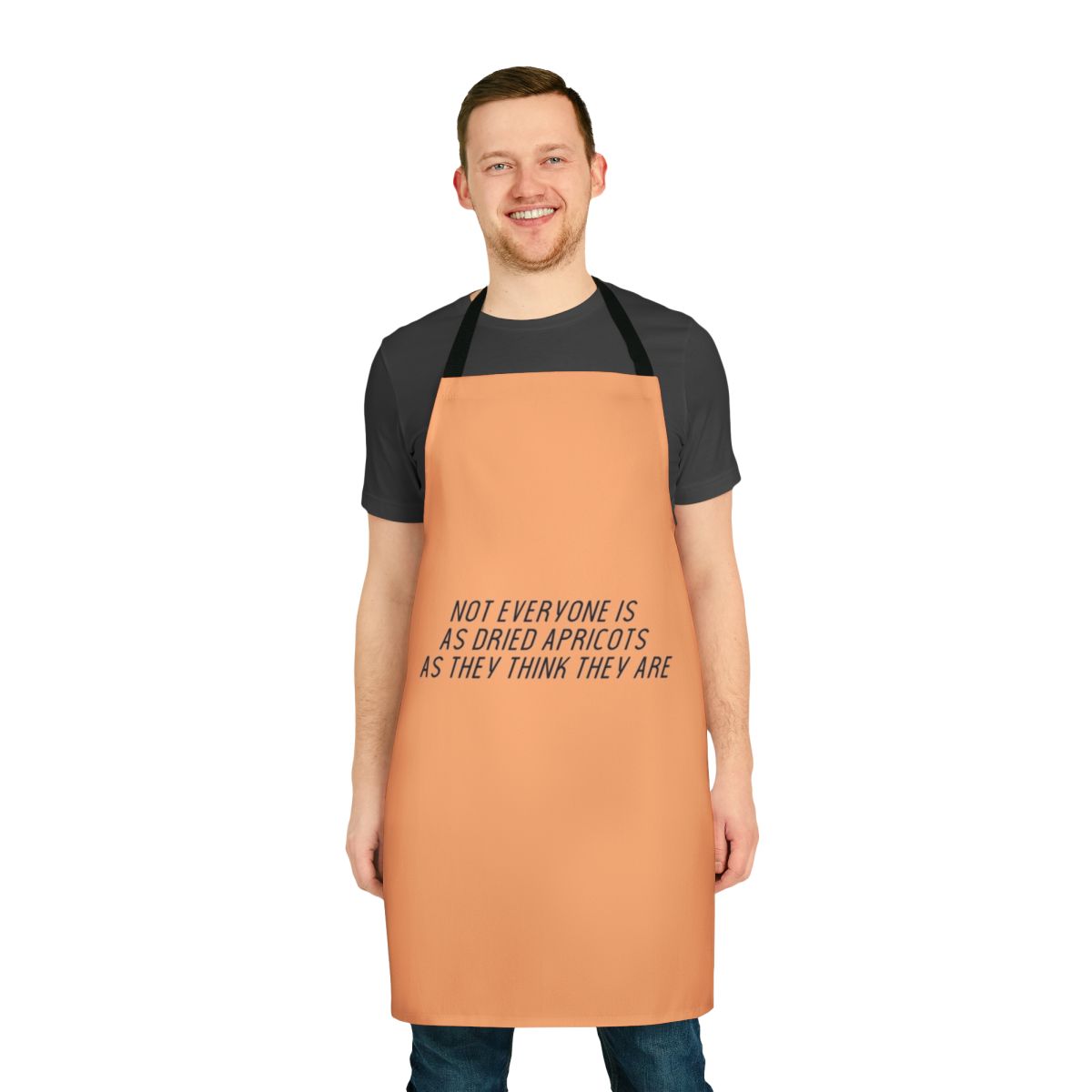 Minimalist apron with James Acaster-inspired typography design