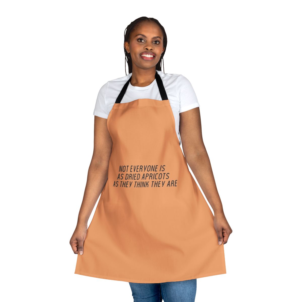 Minimalist apron with James Acaster-inspired typography design