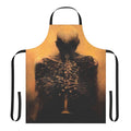 Apron featuring a surreal, dark artwork of a musician inspired by the paintings of Polish artist Zdzisław Beksiński.