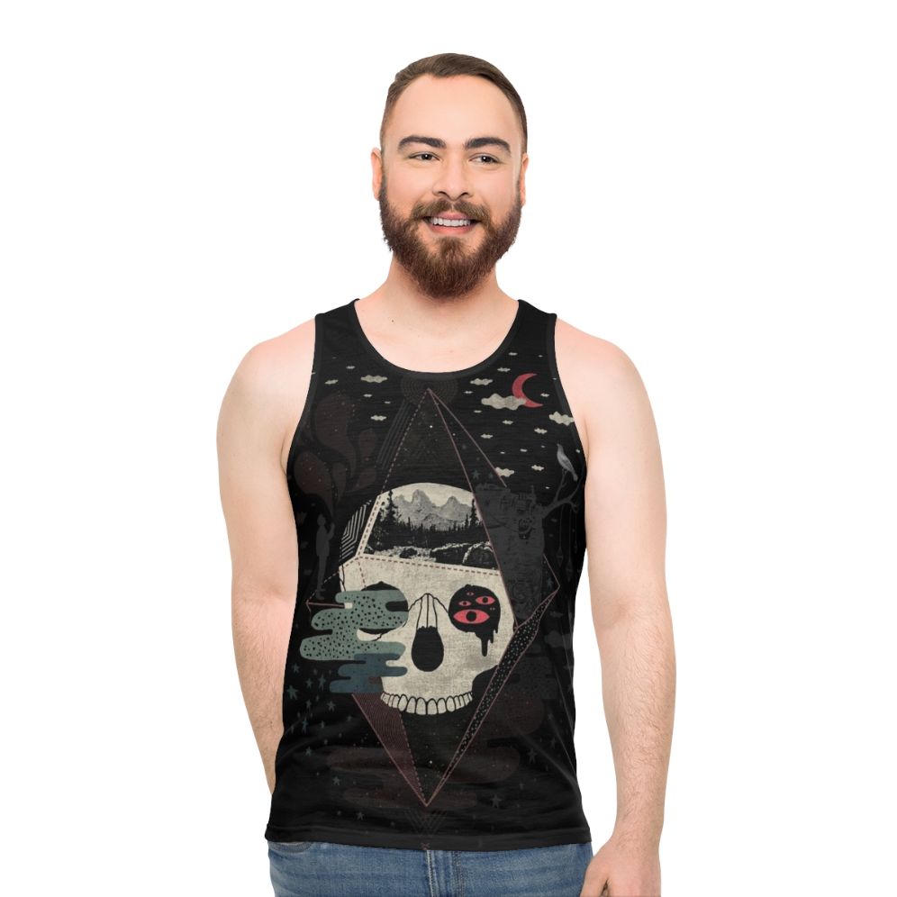 Surreal nature and night sky geometric unisex tank top
