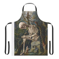 Surreal portrait digital collage art of a skull and skeleton on a kitchen apron