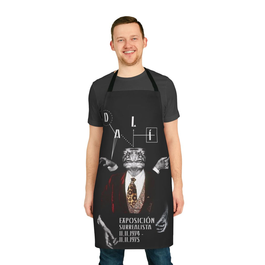 Surreal apron featuring a collage-style design inspired by the artwork of Salvador Dali