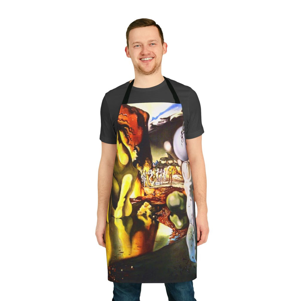 Surreal apron featuring Salvador Dali's 1937 painting "The Metamorphosis of Narcissus"
