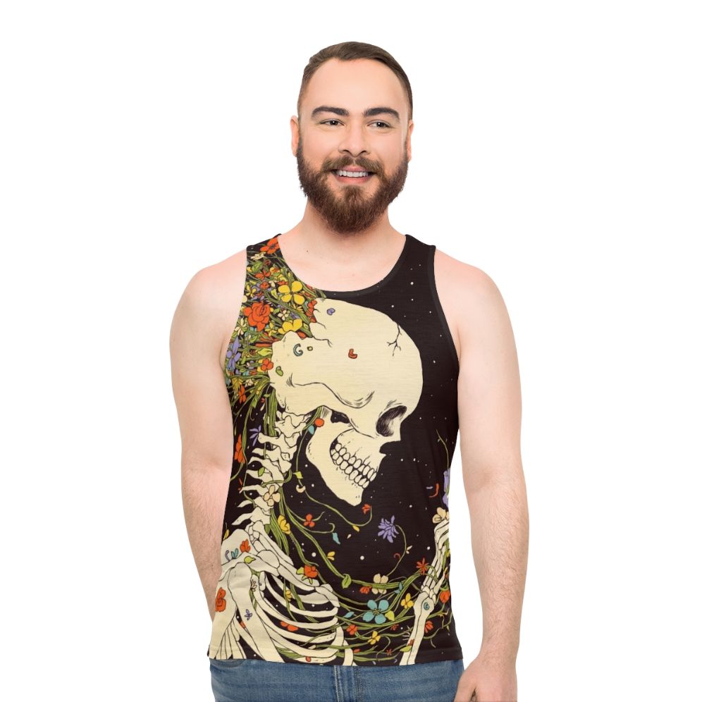 Surreal skull and skeleton unisex tank top
