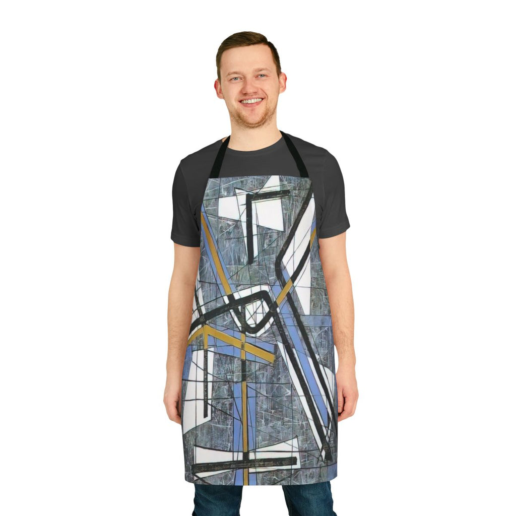 Surrealist apron featuring abstract expressionist design inspired by the collage and mixed media techniques of German-American artist Jimmy Ernst.