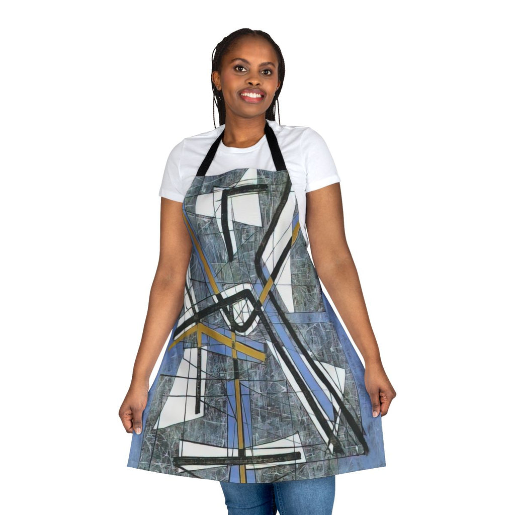 Surrealist apron featuring abstract expressionist design inspired by the collage and mixed media techniques of German-American artist Jimmy Ernst.