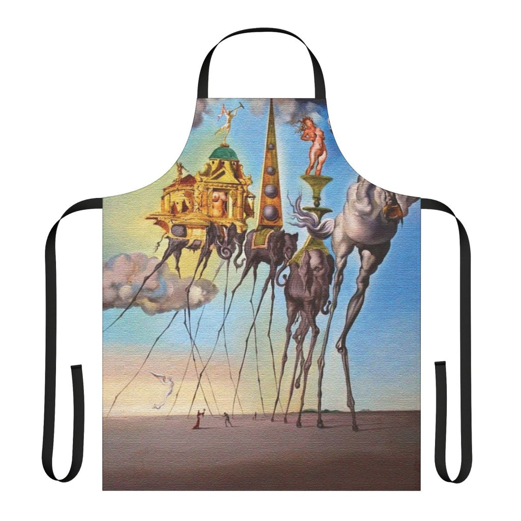 An apron featuring Salvador Dali's surrealist painting "The Temptation of St Anthony"