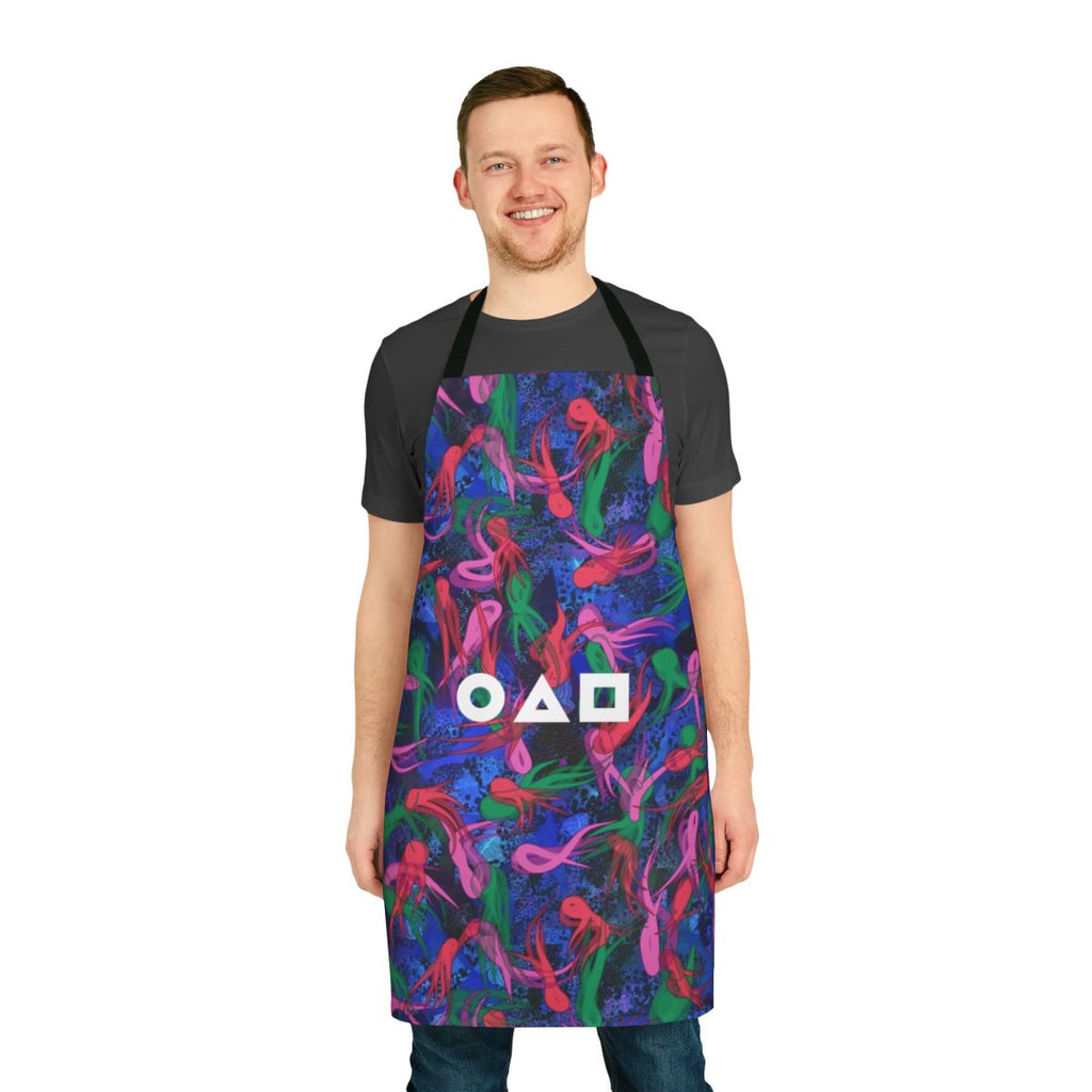 Squid Game-inspired apron with survival game pattern design