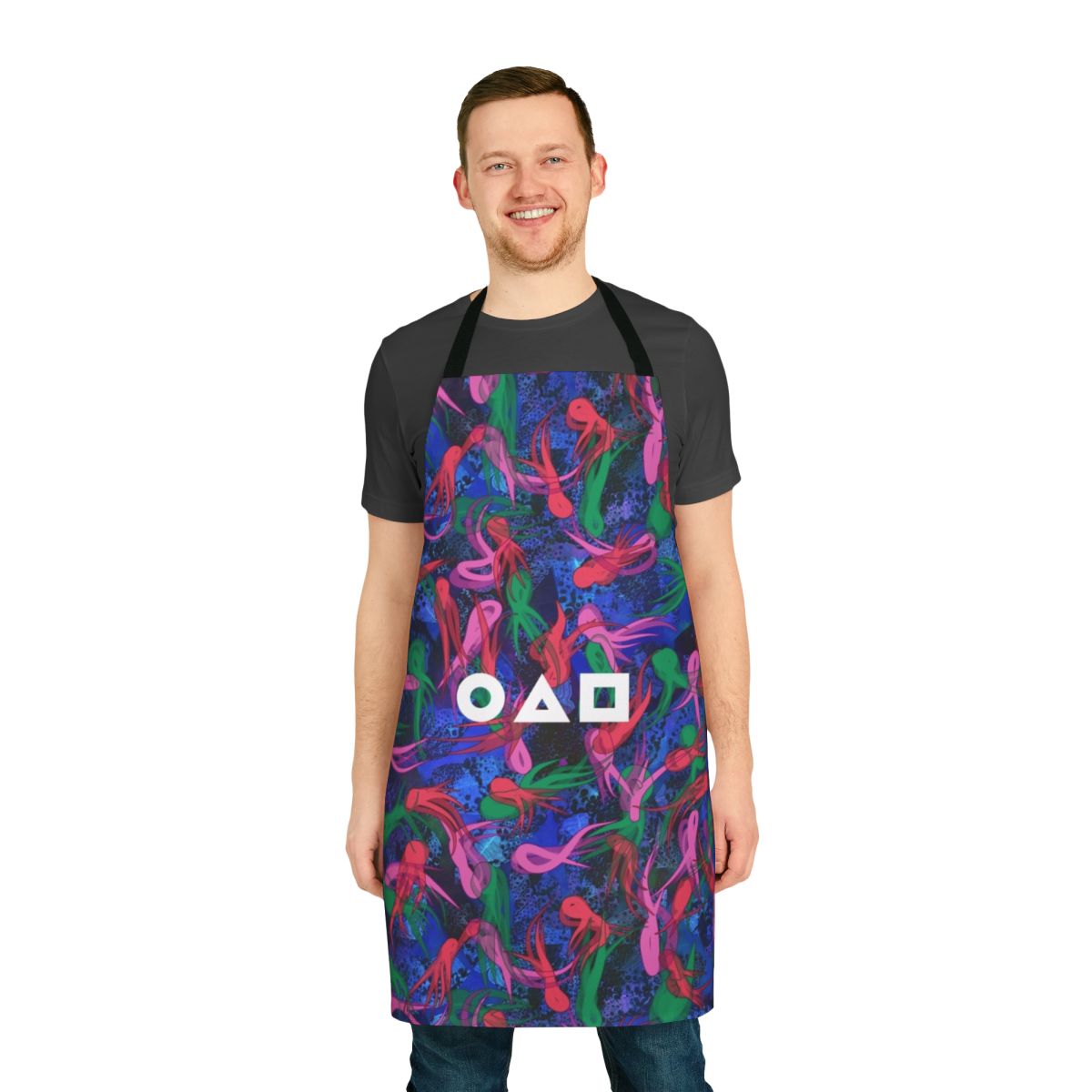 Squid Game-inspired apron with survival game pattern design