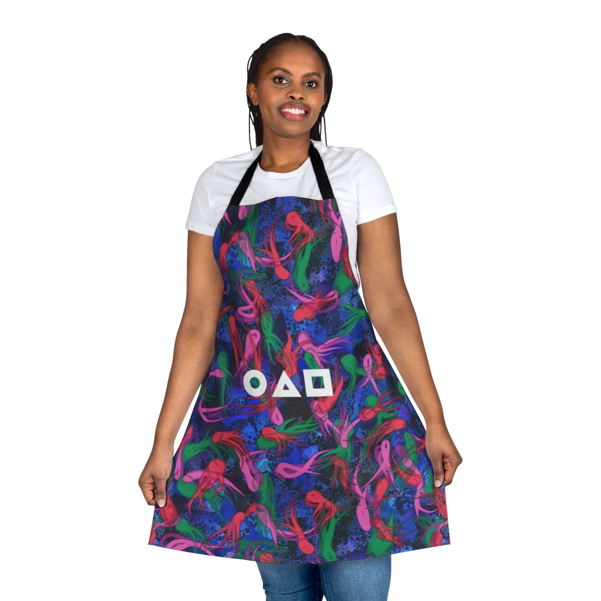 Squid Game-inspired apron with survival game pattern design