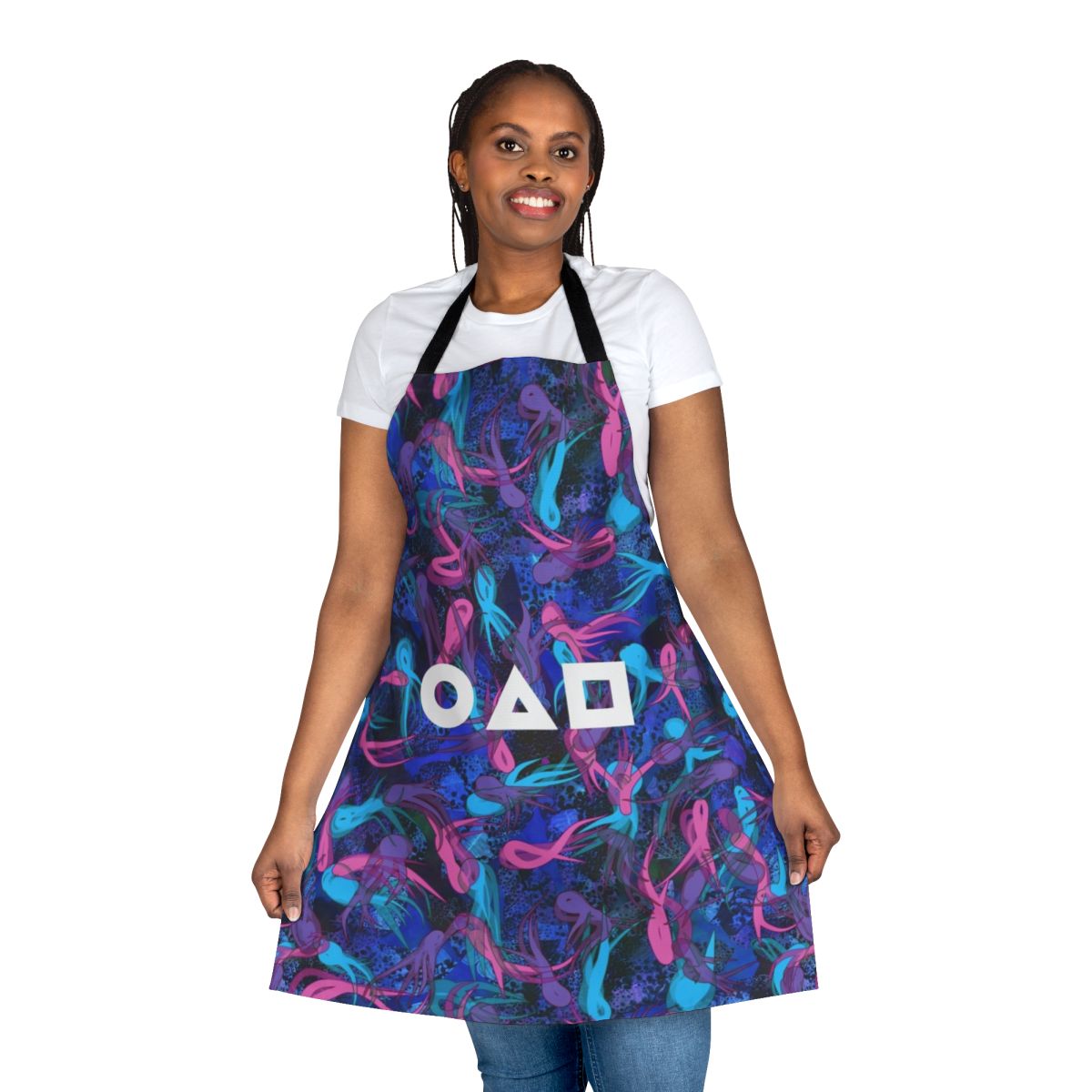 Squid Game-inspired survival pattern apron for fans