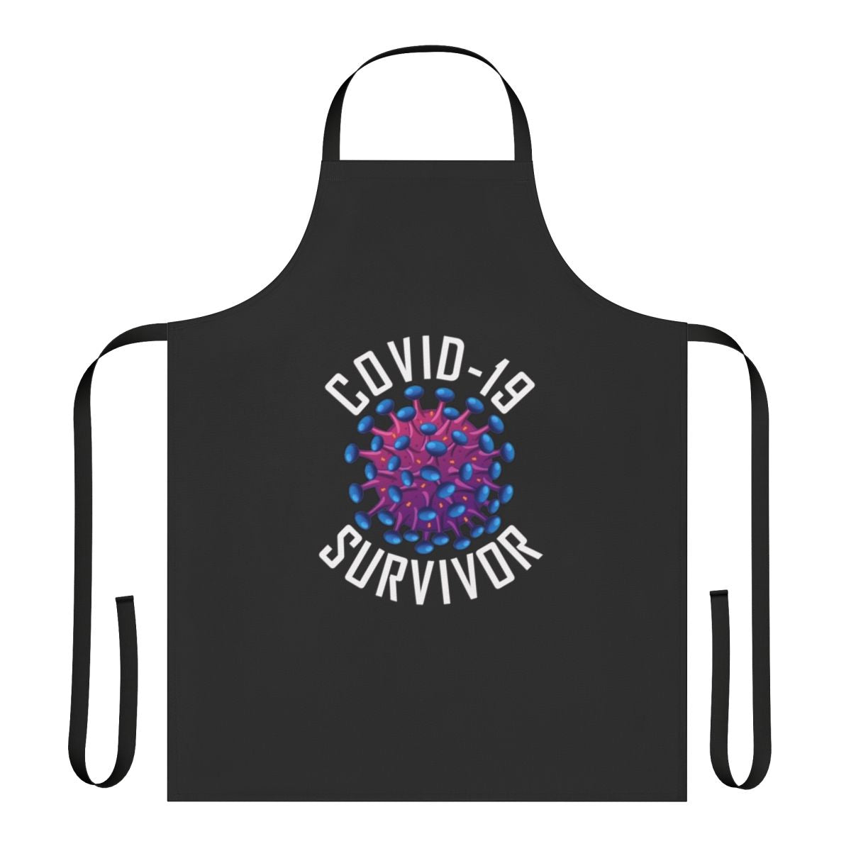 COVID-19 survivor wearing a survivor tee apron