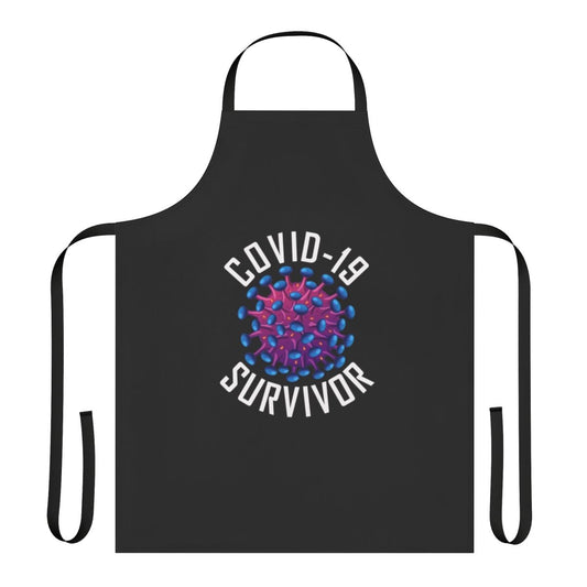 COVID-19 survivor wearing a survivor tee apron