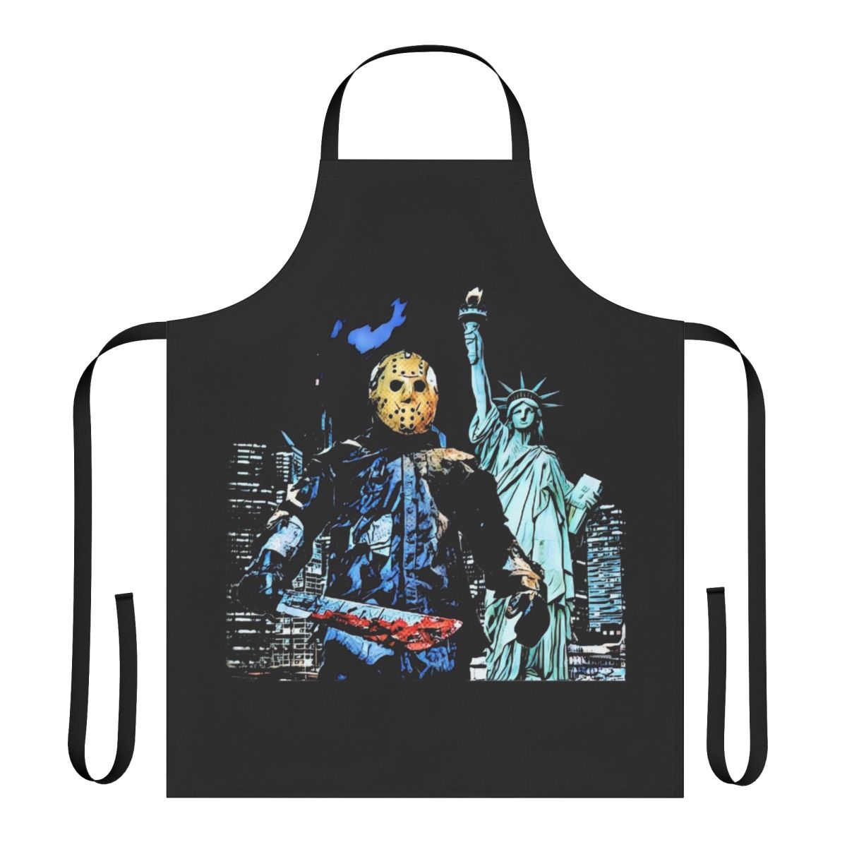 Apron featuring the iconic horror movie character Jason from Friday the 13th Part VIII: Jason Takes Manhattan.