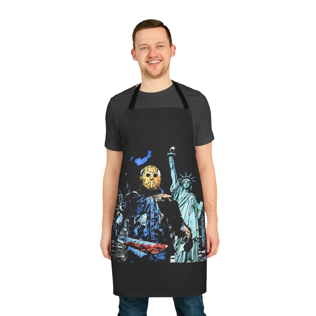 Apron featuring the iconic horror movie character Jason from Friday the 13th Part VIII: Jason Takes Manhattan.