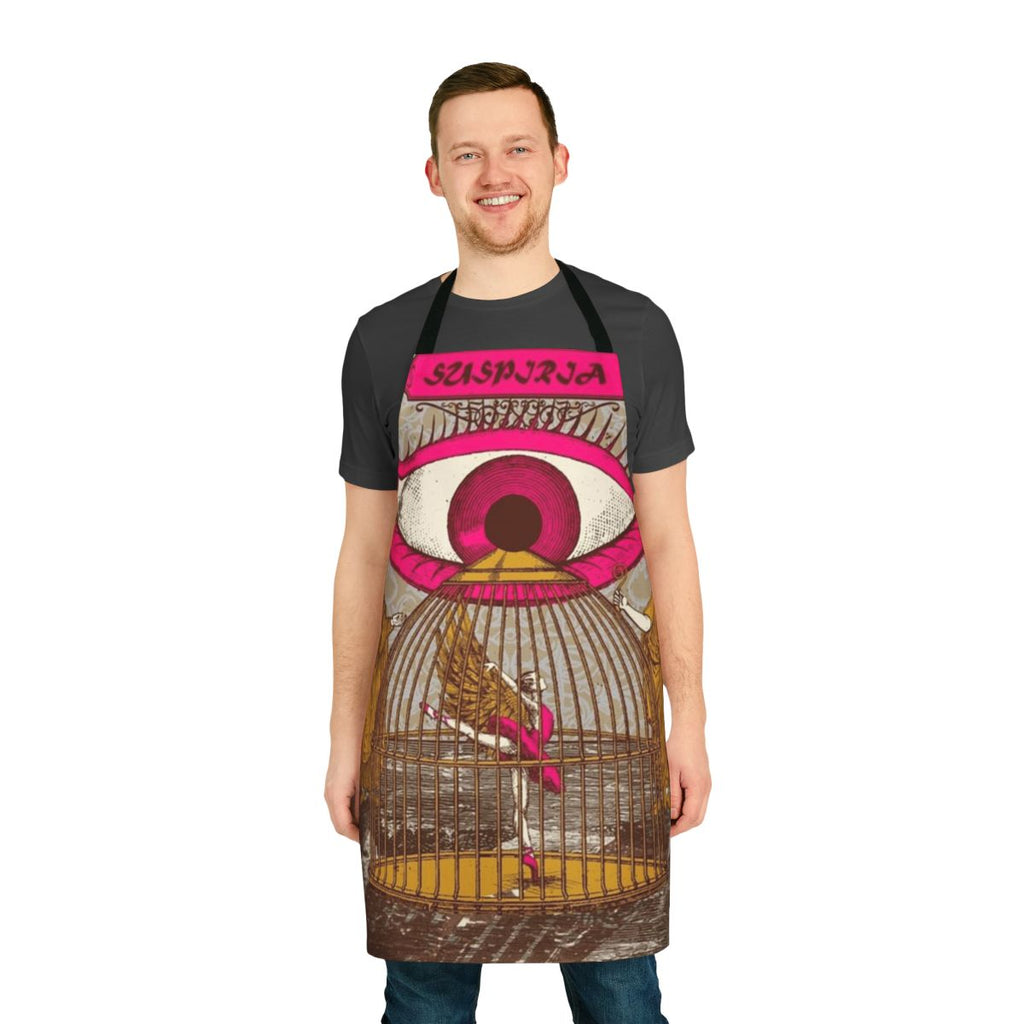 Suspiria-inspired horror movie fan apron with iconic film poster design