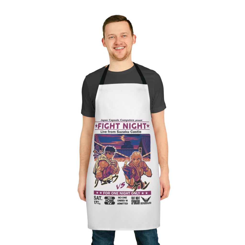 Stylish apron featuring the iconic Suzaku Castle from the Street Fighter series