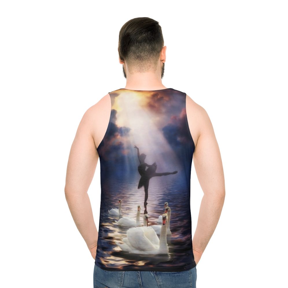 Unisex tank top with elegant swan lake and ballet dancer design