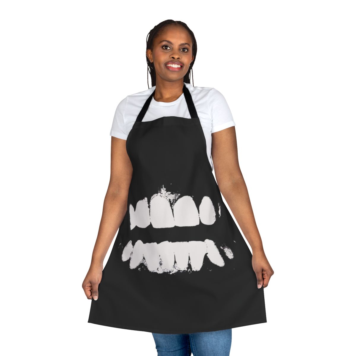 Swans-inspired dark fashion apron with teeth design