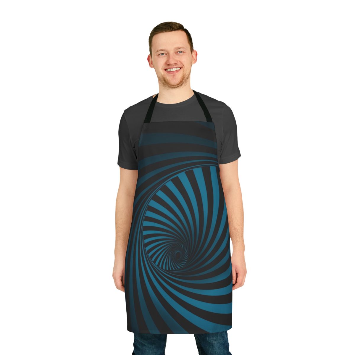Swirl optical illusion pattern apron with a mind-bending, psychedelic design