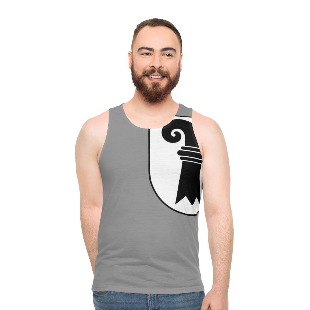 Unisex tank top with Basel cross logo design