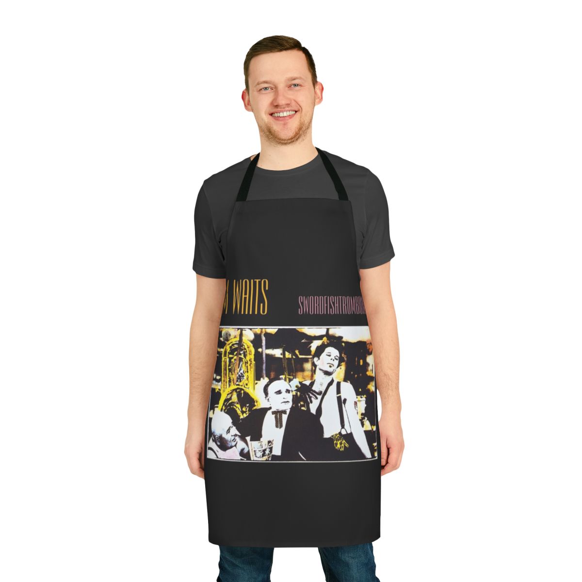 Swordfishtrombones-inspired apron featuring the iconic album cover art