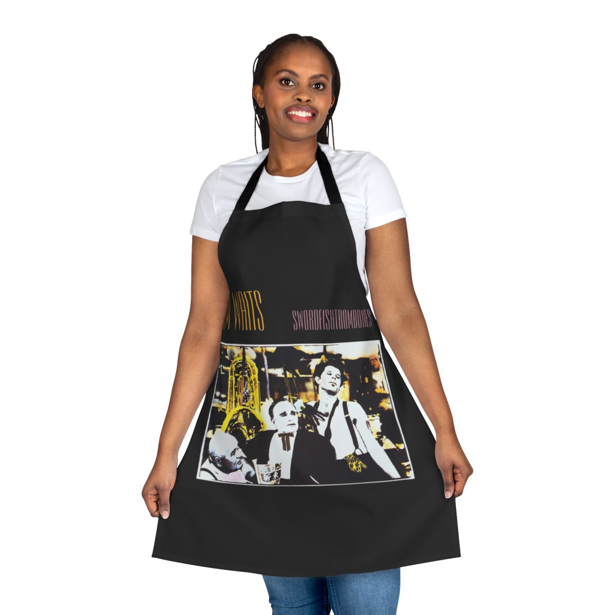 Swordfishtrombones-inspired apron featuring the iconic album cover art