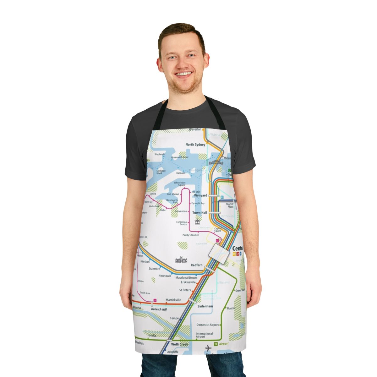 Sydney City Map Apron with Train, Ferry, and Tram Routes