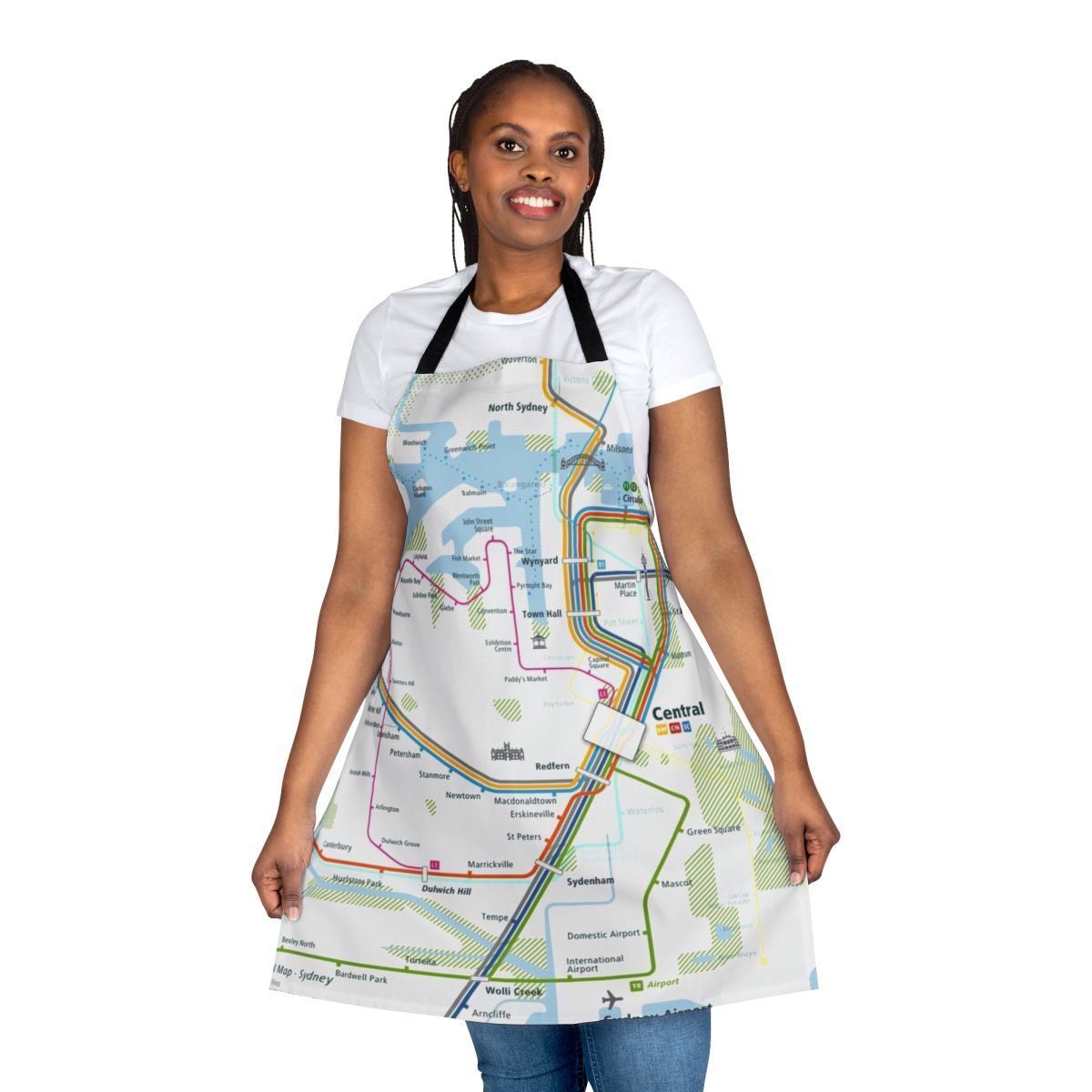Sydney City Map Apron with Train, Ferry, and Tram Routes