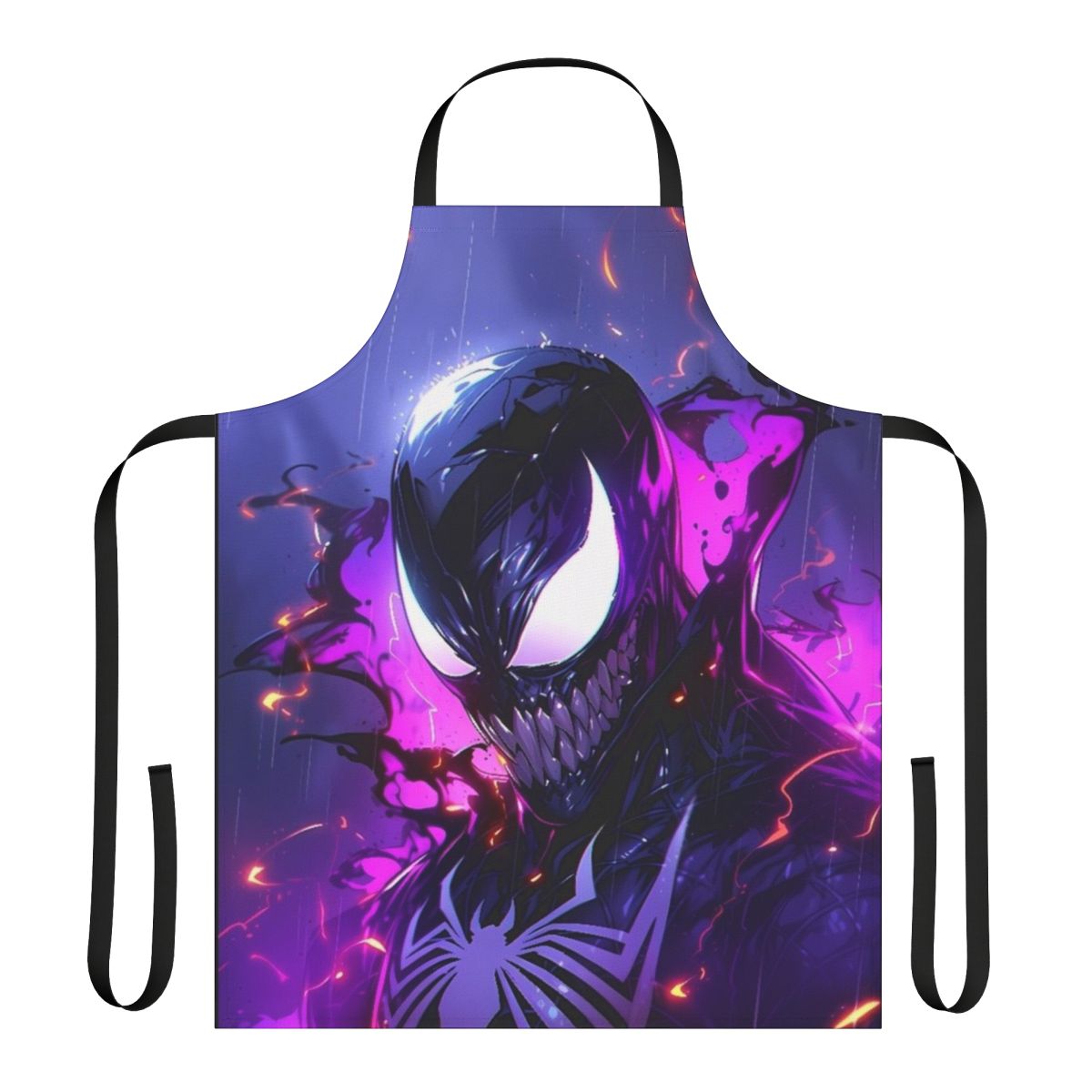 Symbiotic superhero apron featuring Venom and Carnage inspired designs