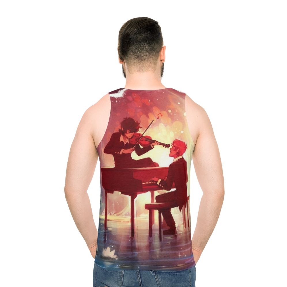 Symphony Unisex Tank Top with Piano and Seascape