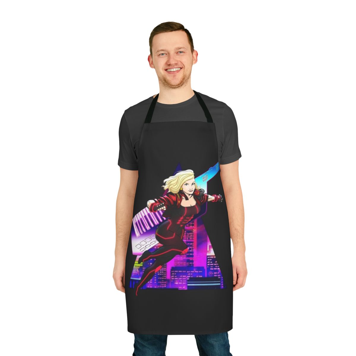 Synthwave-Inspired Apron Featuring Dana Jean Phoenix