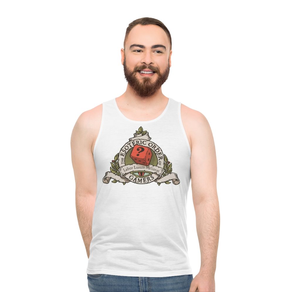 Tabletop gaming unisex tank top with Esoteric Order of Gamers crest