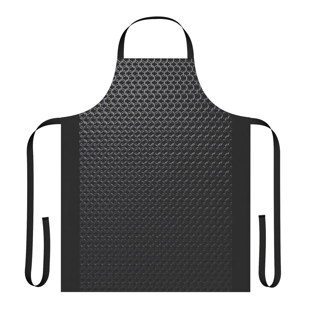 A black and gray chain-patterned apron with a commando-style vest design, perfect for action movie fans and cosplayers.