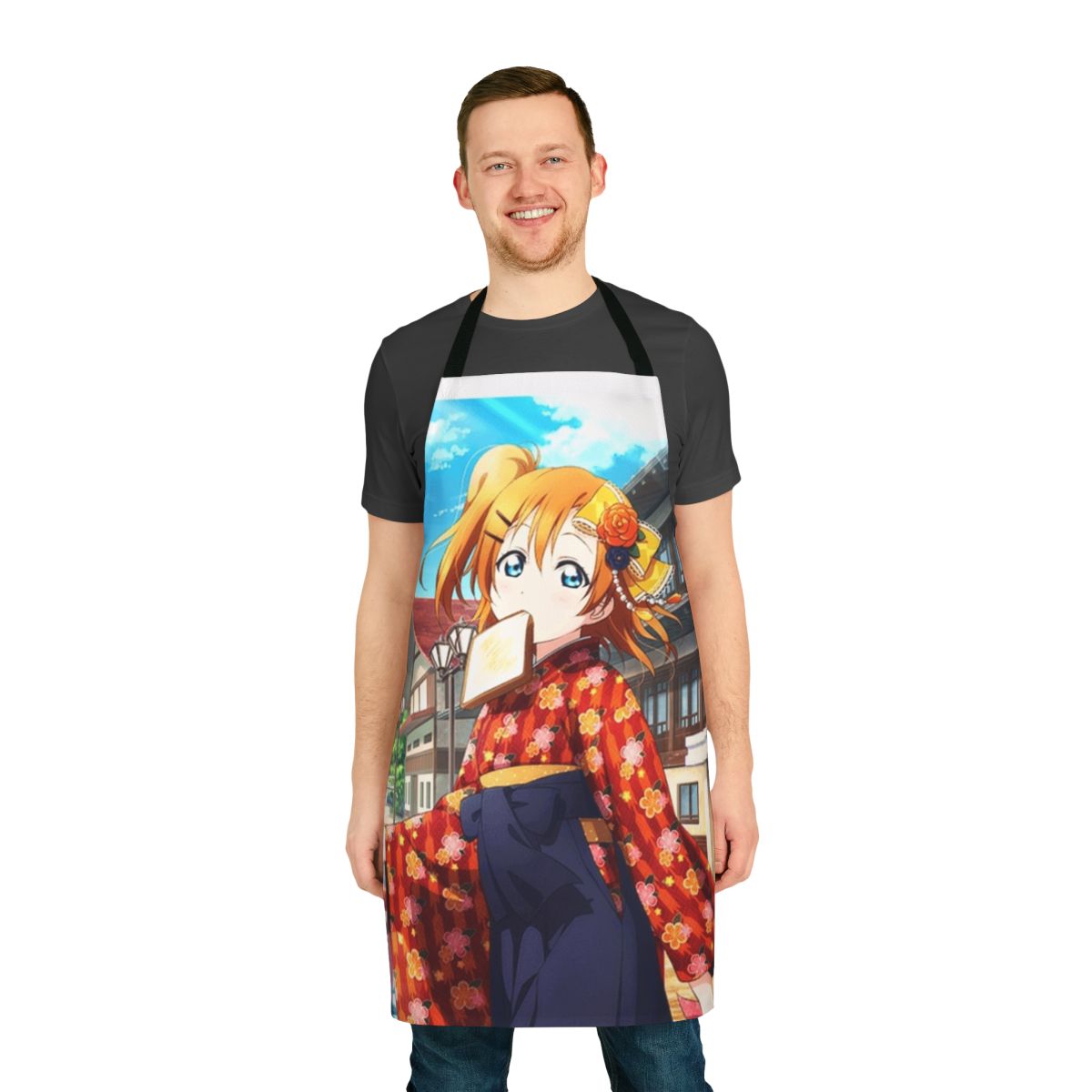 Taisho-inspired anime apron featuring the character Honoka Kousaka from the Love Live! series.