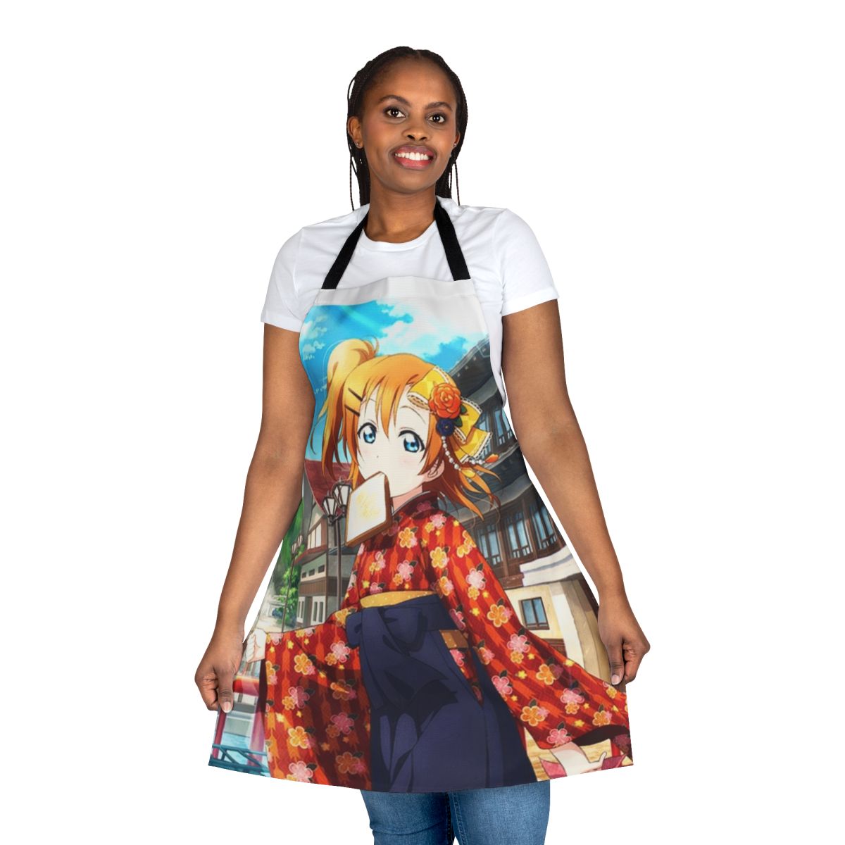 Taisho-inspired anime apron featuring the character Honoka Kousaka from the Love Live! series.