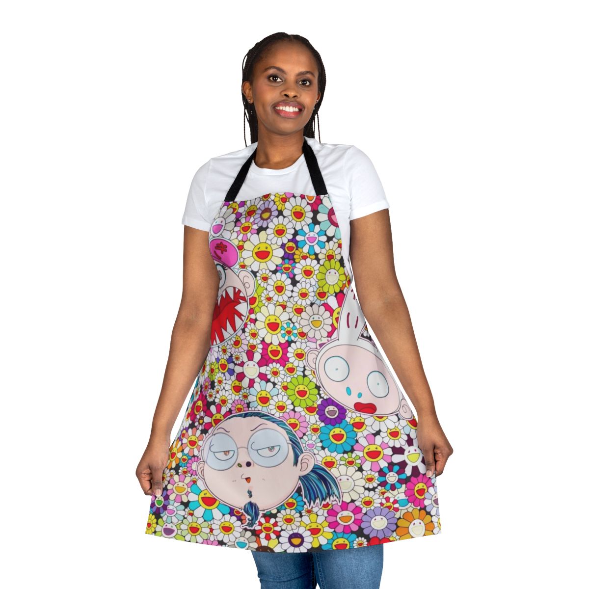 Kakai Kiki N Me Apron featuring Takashi Murakami's vibrant and whimsical design