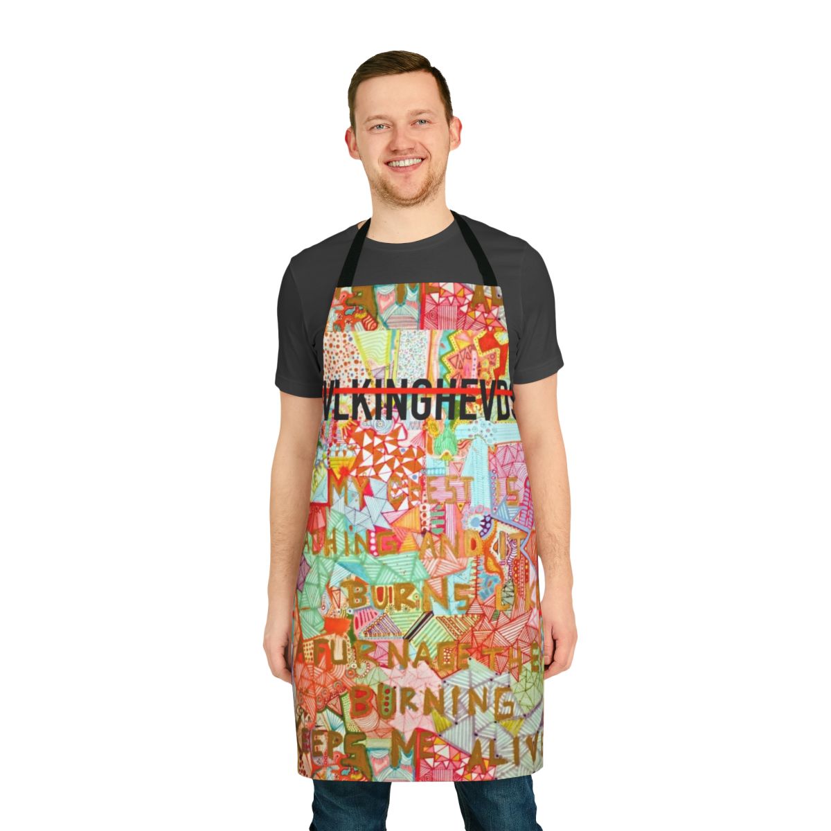Talking Heads band logo printed on a high-quality cooking apron