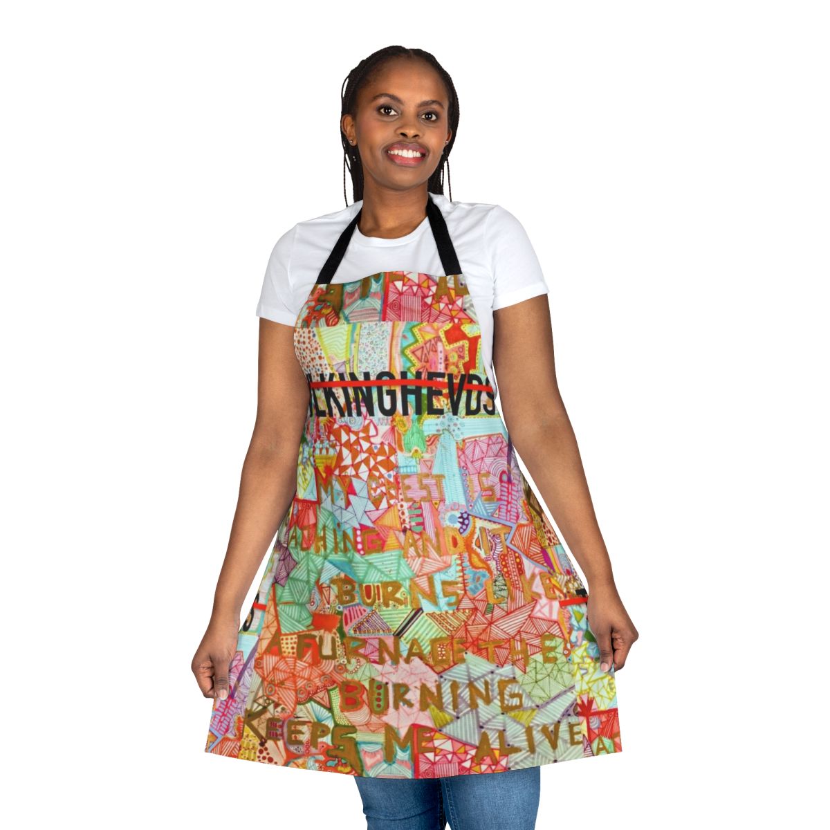 Talking Heads band logo printed on a high-quality cooking apron