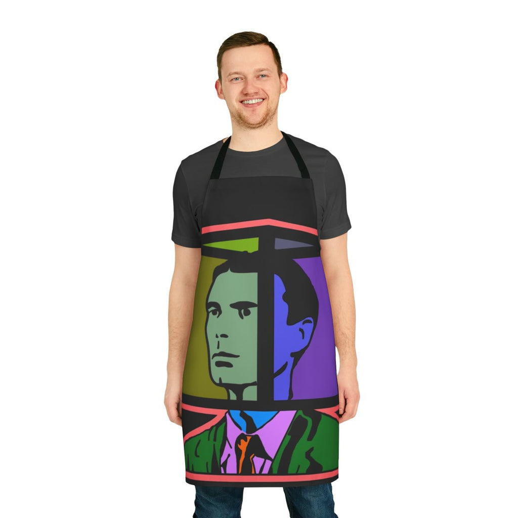 Talking Heads inspired kitchen apron with "Road to Nowhere" surreal design