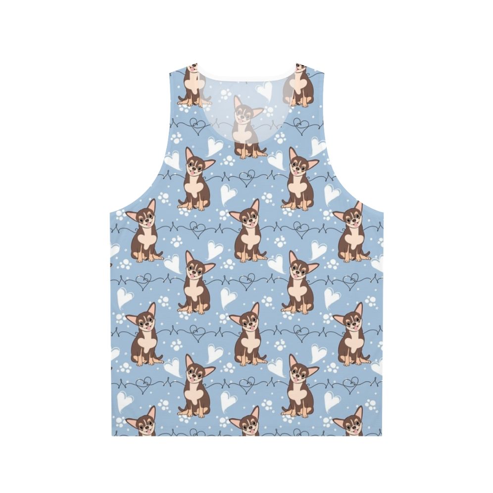 Tan tricolor chihuahua unisex tank top for chocolate lovers