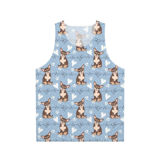 Tan tricolor chihuahua unisex tank top for chocolate lovers