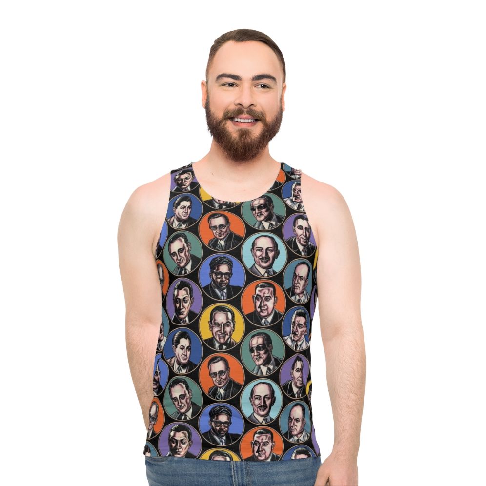 Tango orchestra leaders' portraits bubbles unisex tank top