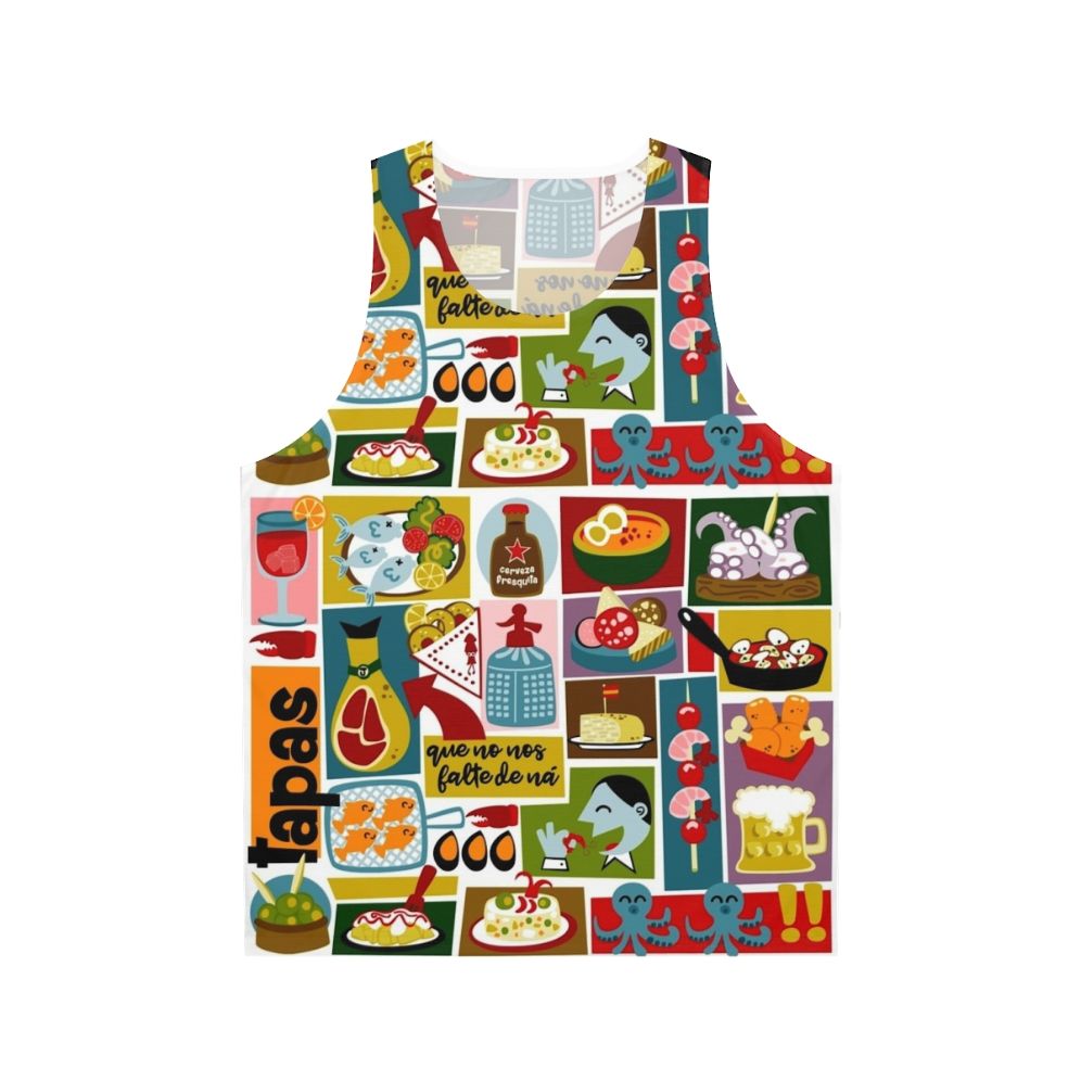 Tapas Unisex Tank Top featuring a Spanish cuisine food illustration design