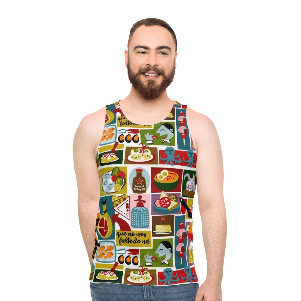 Tapas Unisex Tank Top featuring a Spanish cuisine food illustration design