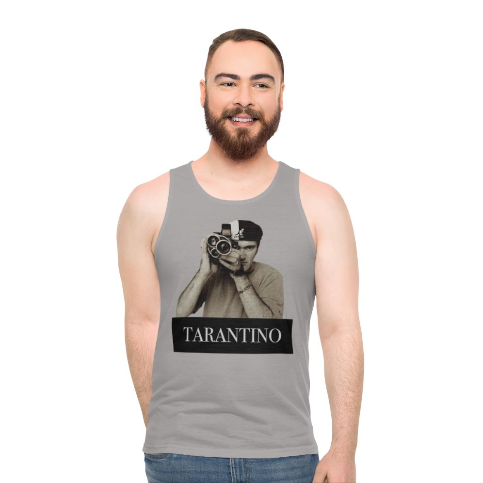 Tarantino inspired unisex tank top with sepia tones