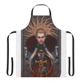 A fantasy-themed apron featuring tarot card imagery and the Templar character Cullen Rutherford from the Dragon Age series.